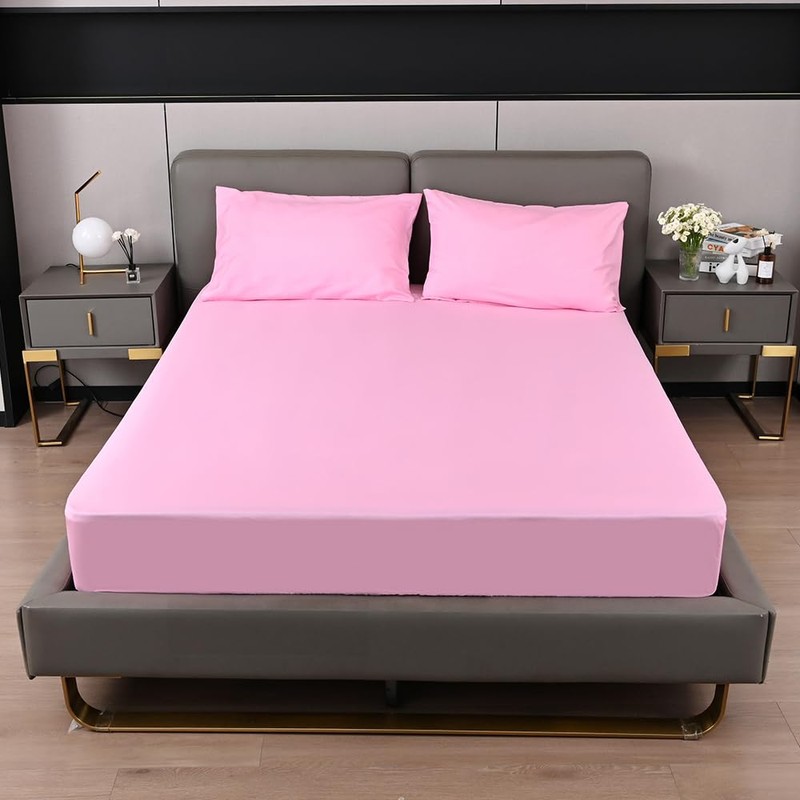 Fitted Sheet 25CM Deep Pink King Bed Sheet Hotel Quality