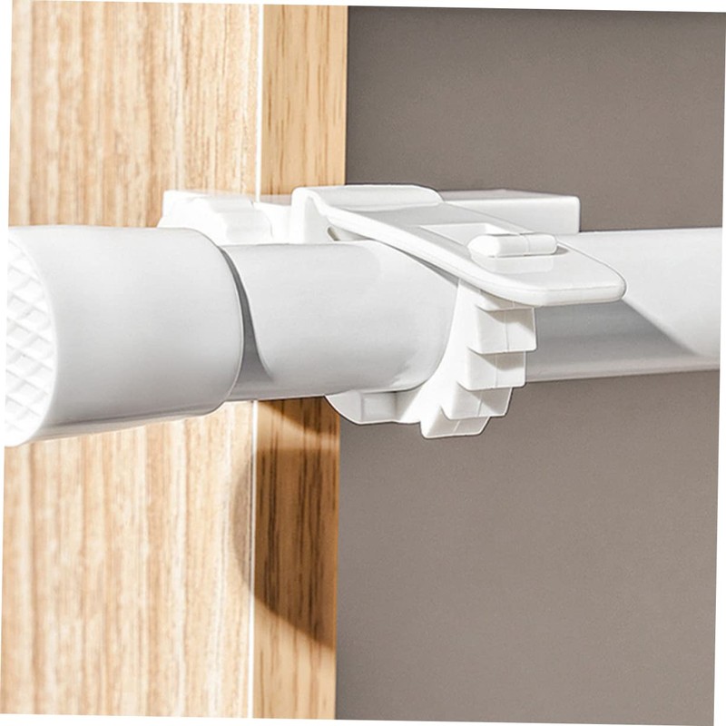 STOBAZA Curtain Rod Brackets No Drill 2 Pack White Pp