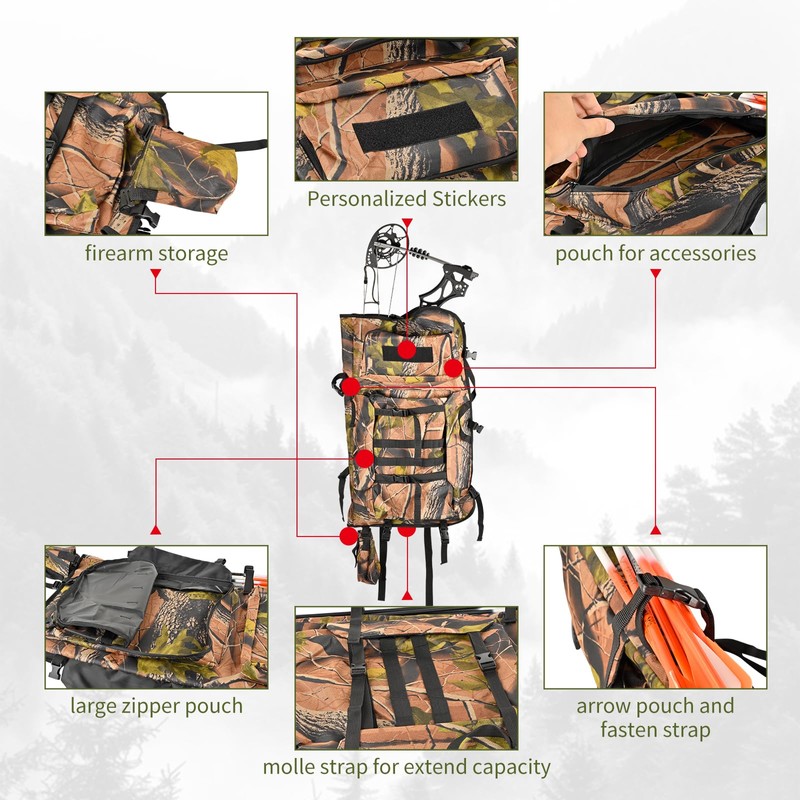 Bow Hunting Backpack for Men, Compound Bow Case for Bowhunters,
