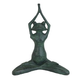 Ebros Gift Large 16.5" Tall Aluminum Metal Meditating Lotus Diamond Pose Seated Yoga Frog Toad Decorative Outdoor Garden Statue Relaxing Pond Pool Patio Flower Bed Frogs Toads Accent Figurine