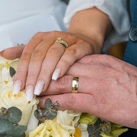 STARCHENIE 18K Gold Plated Ring for Men Women 7MM Wedding Band Solid 925 Sterling Silver Rings Size 9