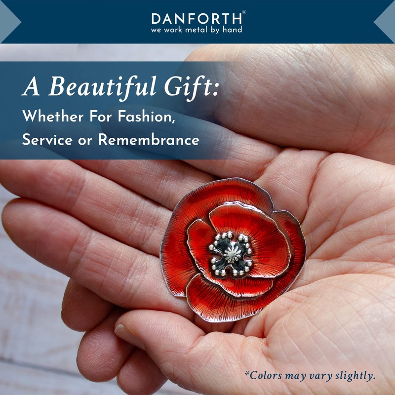 Danforth Remembrance Poppy Brooch Pin (Red) – Handcrafted Pewter Brooch