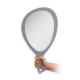 Zadro Salon Professional Extra Large Hand Mirror with Handle, 10" W x 19" L, Multi-Purpose Oval Handheld Mirror with New Distortion-Free Reflection (1, Gray, Large (Pack of 1))
