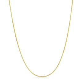 GOLDPAR 14k Yellow Gold Real Solid Box Chain 1.05MM Necklace for Women Jewelry with Lobster Clasp - 22"