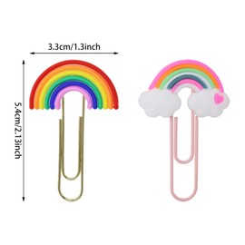 yueton 12PCS Rainbow Cloud Shaped Paper Clips Cute Small Paperclips PVC Metal Bookmark Clips File Note Clips Book Markers for Office, School, Home and Wedding Party Use