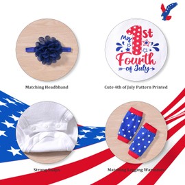 fioukiay 3-6 Months Baby Girls 4th of July Clothes Baby Girls My 1st 4th of July Outfits Patriotic Shorts Set