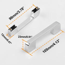 LEPEVNEY 5pcs Door Handles 96mm Hole Centre Cabinet Handels Chrome Kitchen Wardrobe Door Handles Cabinet Pulls