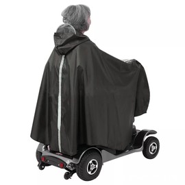 Elderly Four-Wheeled Electric Mobility Scooter Raincoat, Mobility Scooter rain Cover, rain and Snow Protection, with Rearview Mirror Opening(Black)