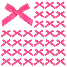 M METERXITY 100-Pack Mini Craft Ribbon Bow 1.6x1 Inch Checkered Fabric Satin Ribbon Bows Boutique for Craft DIY/Treat Bags/Hair Bow Sewing/Wedding/Party/Christmas [Dark Rose Red]