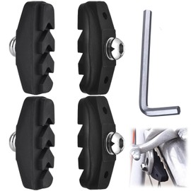 2 Pairs Road Brake Pads V Bike Brake Pads 50 mm Bike Caliper Brake Blocks Set for bicycle with Hex Nut Installation Tool Caliper Brake Blocks for Road Bikes Mountain Bicycles Black