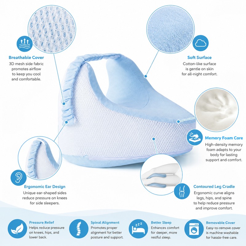 Memory Foam Leg Pillow for Side Sleepers – Ergonomic Knee