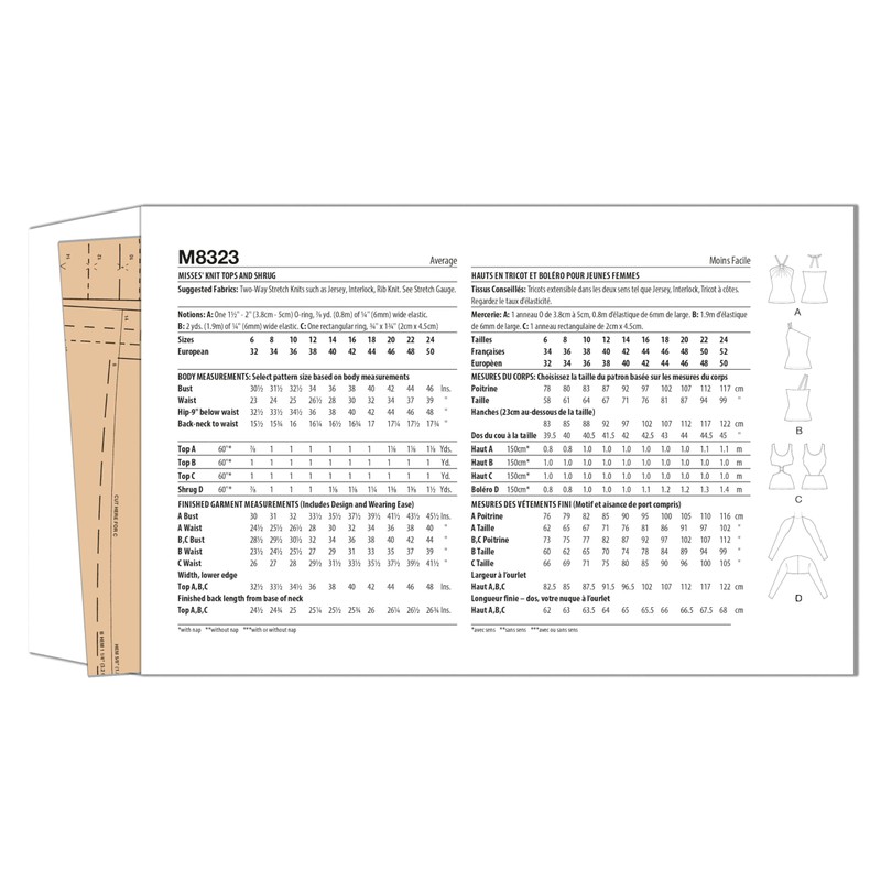 McCall's Misses' Knit Tops and Shrug Sewing Pattern Kit, Design