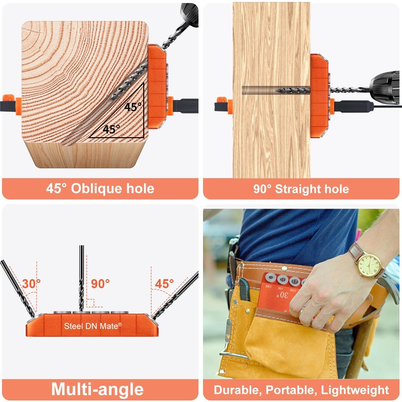 Steel DN Mate Aluminum Drill Guide, 30 45 90 Degree