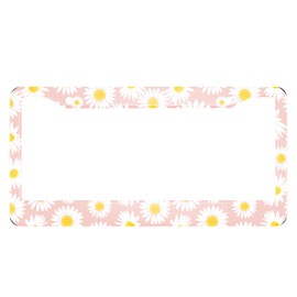 Swono Daisies Flowers License Plate Frame Beautiful White Daisy Flower in The Pink License Plate Cover Aluminum Metal License Plate Holder Frame for Women Men Auto Decoration for US Car/Truck