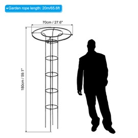 PATIKIL Garden Trellis for Climbing Plants Outdoor, 180cm Vertical Metal Umbrella Plant Trellis Tower Frame for Vine Vegetable Fruit Flower Support Indoor,Black