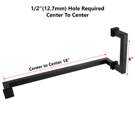 Top Hardware Stainless Steel 304 Round/Square 6"" Shower Door Pull Handle 18"" Towel Bar Combination, Matt Black Finish, Square (6"" + 18""), SSST457B