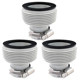 1.25 to 1.5 Type B Pool Hose Adapter Pool Hose Connector with Stainless Steel Metal Throat Hoop Pool Hose Adapter for Filter Pumps Saltwater System (3 Pack)