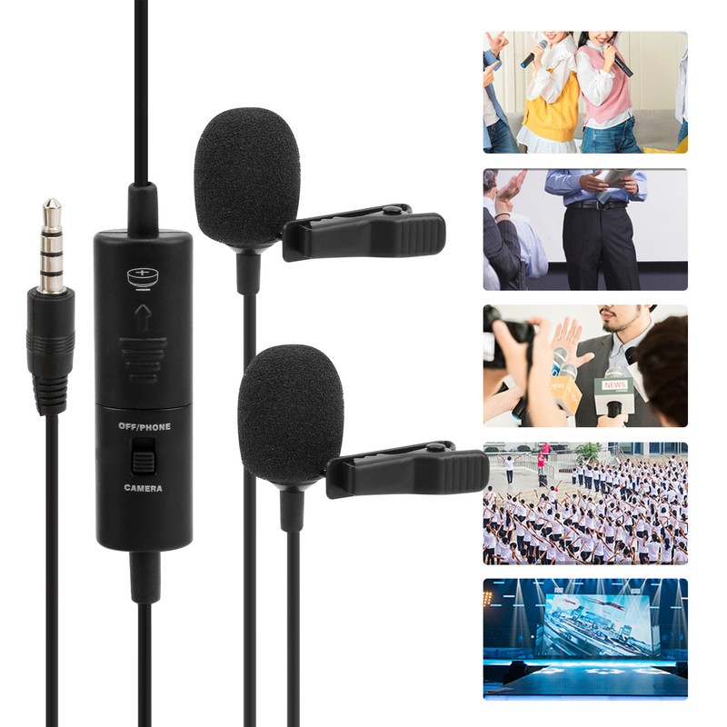 Lavalier Microphone Deep Noise Reduction Clip On Lapel Mic for