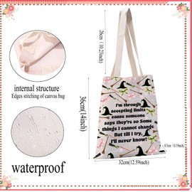 PXTIDY Witch Musical Tote Bag West End Broadway Musicals Gift Elphaba Glinda Fans Gift I’m Through Accepting Limits Tote Bag