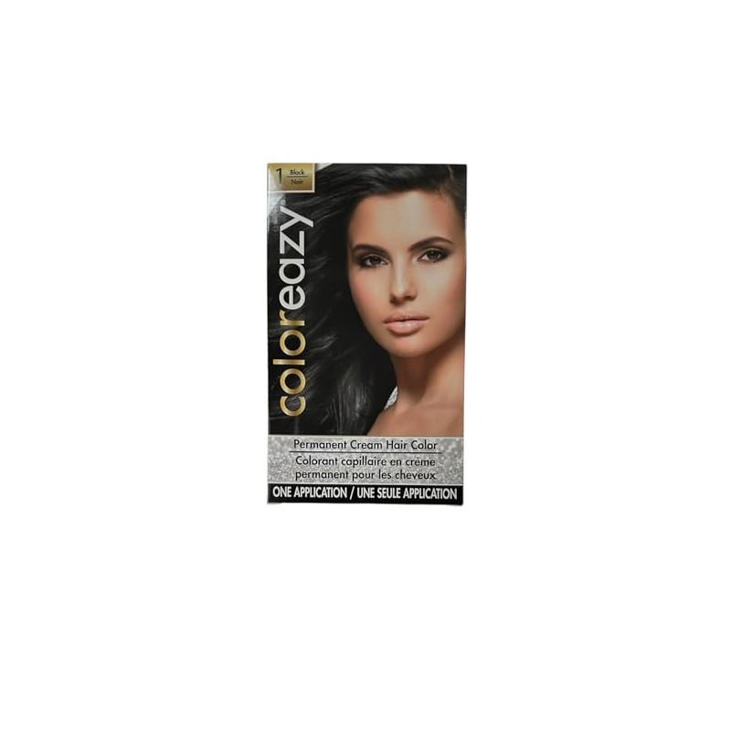 ColorEazy Permanent Cream Hair Color 1 Black - 3.47 oz,(De