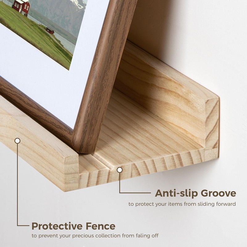 Picture Ledge Shelf, 24 inch Solid Wood Floating Shelves, Picture