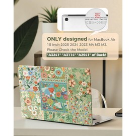 iLeadon Compatible with MacBook Air M4 Case, 2025 2024 2023 Release A3241 A3114 A2941 M4 M3 M2, Plastic Hard Shell Cases+Keyboard Cover, MacBook Air 15 inch Case Protective Cute (Green)