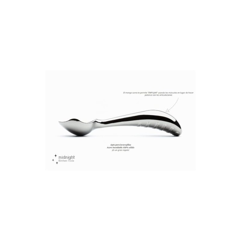 Cuchara para helado de acero inoxidable de Midnight Scoop, cuchara