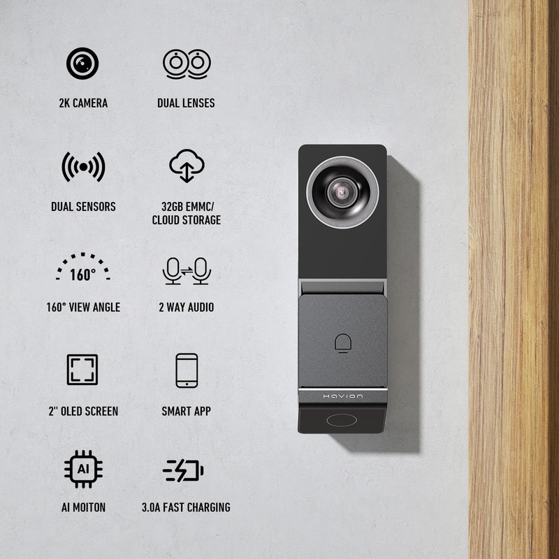 Wireless Video Doorbell w/Smart Lock Set - Incl. Chime, Dual