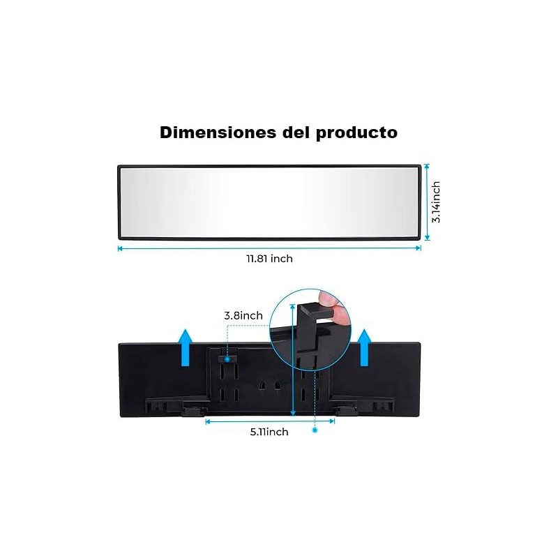Timotech Espejo Retrovisor para Auto,Espejo Retrovisor Panoramico, Retrovisor para Auto,
