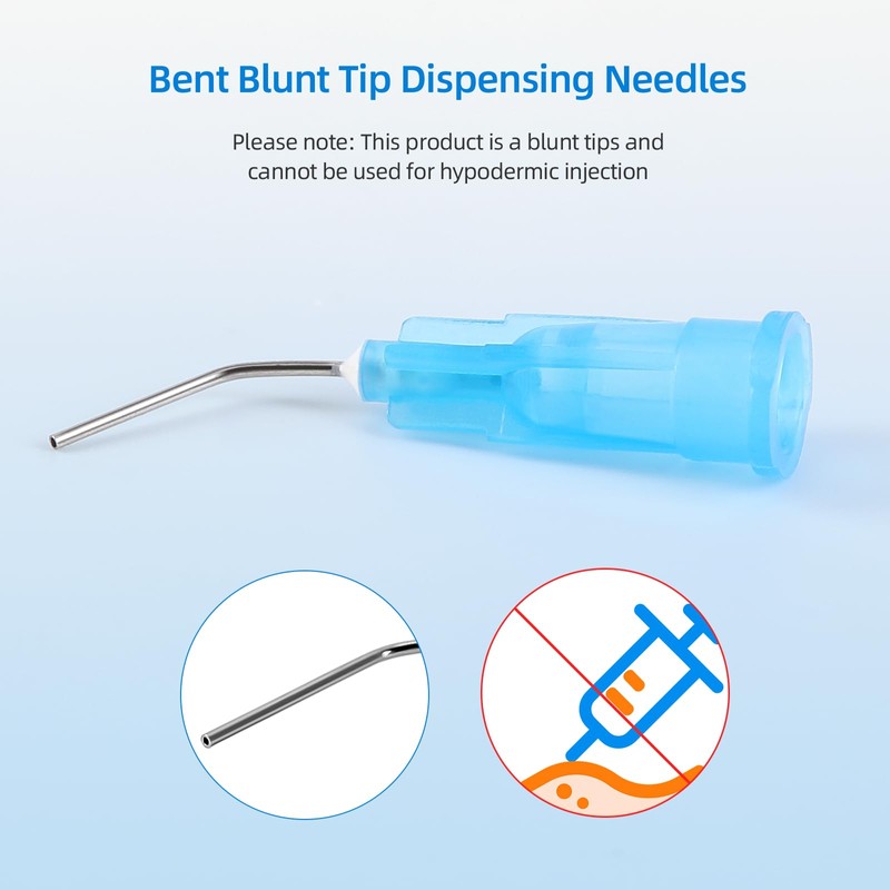 JMU 100Pcs Bent Dispensing Tips 23G, Blunt Tip Dispensing Needle,