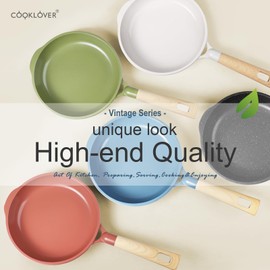 COOKLOVER Nonstick Ceramic Fry Pan, Non-Toxic, PTFE&PFOA Free, Induction Compatible Egg Skillet Stir Frying Pan with Heat Resistant Handle, 8 Inch – Gray