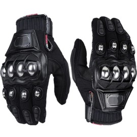 JIEKAI Outdoor Glove Steel Knuckle Motorcycle Motorbike Powersports Racing Textile Safety Gloves (XXL, Black)