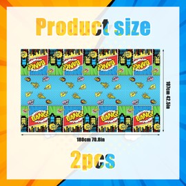 Gosknor 2pcs Hero Themed Birthday Tablecloth, Dessert Table Cloth Party Table Decorations Hero Table Cloth Party Supplies Tablecloth for Birthday Party Men Women