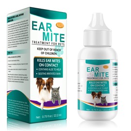 22 ml Pet Ear Mite Cleaning Solution, for Dogs and Cats, Relieves Itching, Fights Ear Mites & Cleans Ears, Cleans & Soothes Irritated Ears, Against Bad Odours