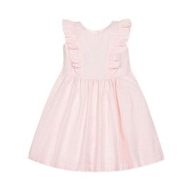 Hope & Henry Girls' Organic Seersucker Flutter Sleeve Open Back Dress, 3, Light Pink Seersucker