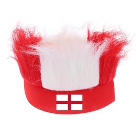 Dzrige England Fans Wig Props Crazy England Soccer Cheer Headwear England Football Fans Hat Hair Accessoires for Football Match Festival Events International Festival