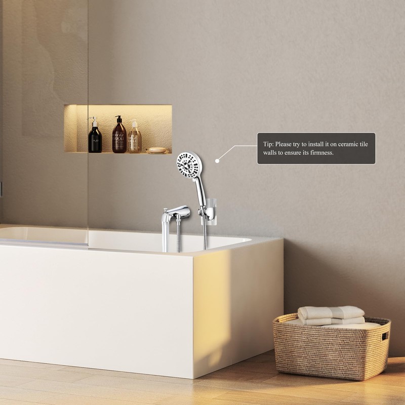 Metal Tub Spout with Diverter,10 Settings Hand Held Shower,Bathtub Faucet