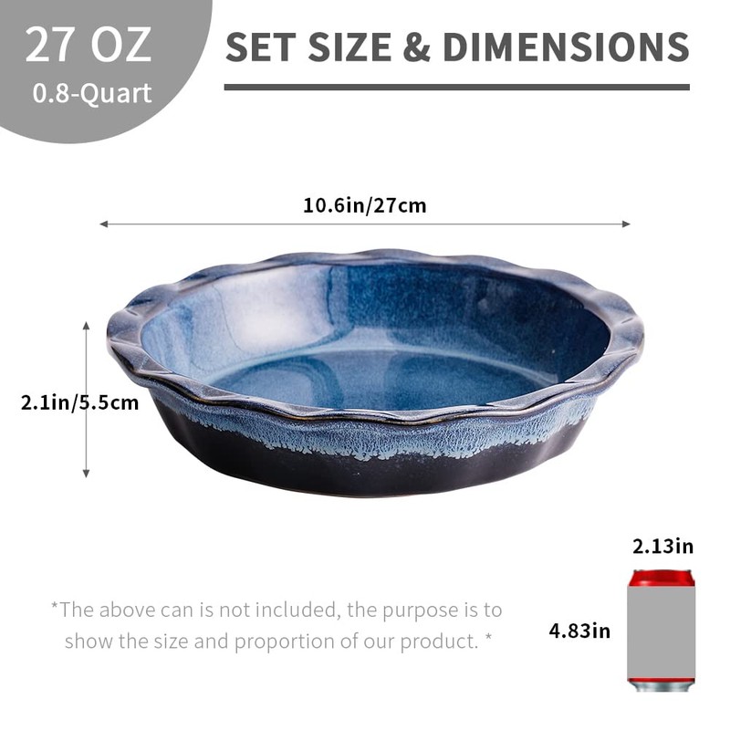 KOOV Ceramic, 9 Inches Pie Plate, Pie Dish for Dessert