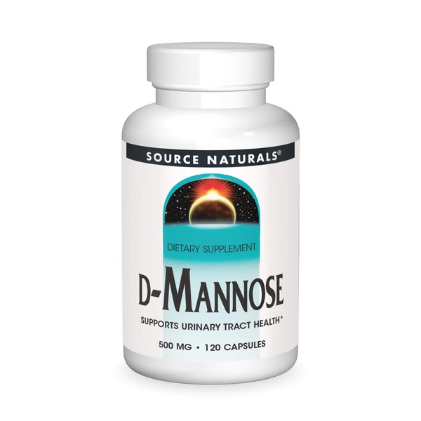 Source Naturals D-Mannose 500mg Potent Urinary Tract (UT) & Bladder Health Support - Fast-Acting, Cleansing, Detoxifying - Naturally Flush Impurities - 120 Capsules