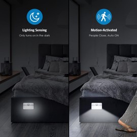 AMIR AMIR Motion Sensor Light, Cordless Battery-Powered LED Night Light, Wall Light, Closet Lights, Safe Lights for Stairs, Hallway, Bathroom, Kitchen, Cabinet (Pack of 2 - White)