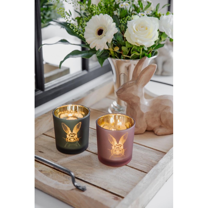 EDZARD Set of 2 Tea Light Holders Rabbit Design Height