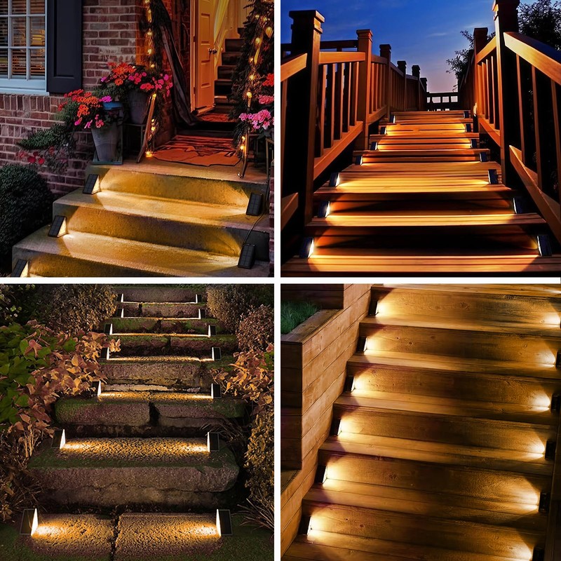 TOTHDATE 2PCS Solar Step Lights Warmwhite Light, Solar Stair Light