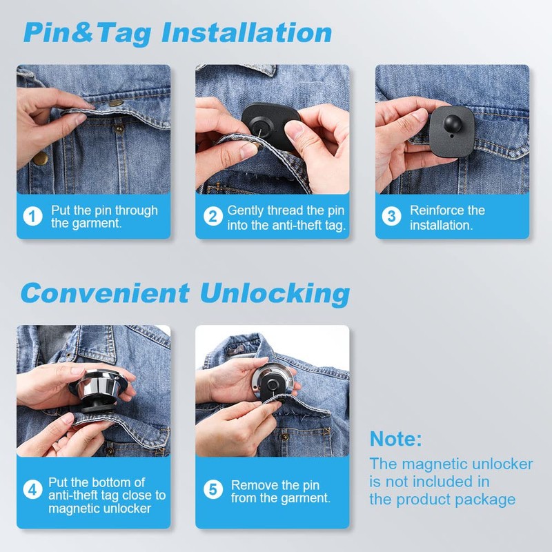 250Pcs 8.2Mhz RF Security Clothing Tags Black Retails EAS Clothes