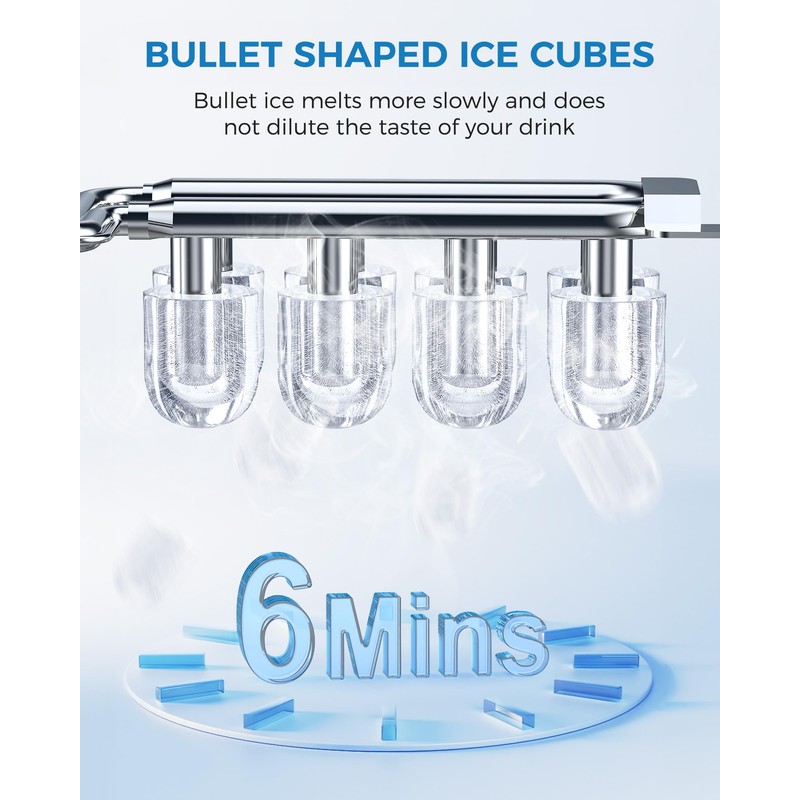COWSAR Ice Maker Countertop, Portable Self-Cleaning Ice Machine, 26.5lbs/24Hrs, 8