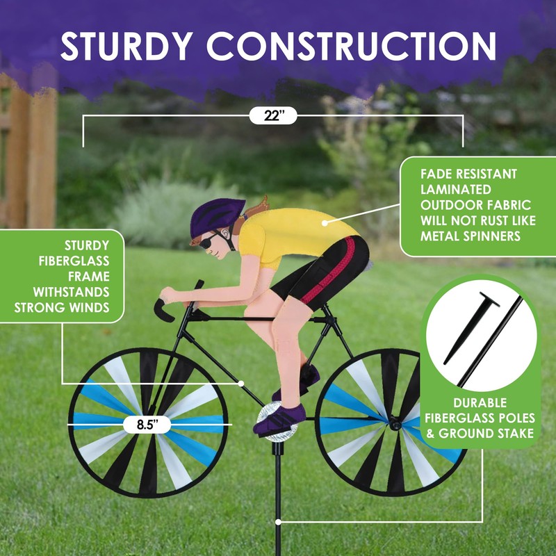Road Bike Spinner Woman 35" – Sporty Cyclist Design, Weather-Resistant