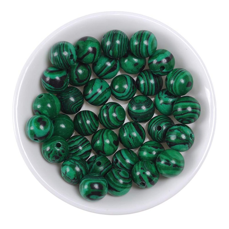 Natural Stone Beads 8mm Malachite Gemstone Round Loose Beads Crystal