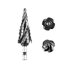 SALI M35 Hss Step Drill [Î¦4-22mm,10 Step] Four Spiral Flute Cobalt Step Drill Bit,6.35mm Hex Shank Step Drill Bit for Metal, Stainless Steel, Aluminum, Wood, Plastic