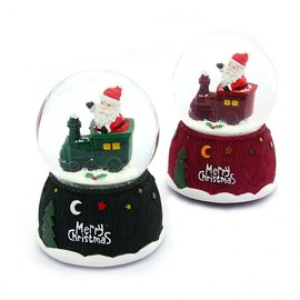 Sparkling Santa Claus Crystal Ball Christmas Music Box Ornament Free Size/2 10ea