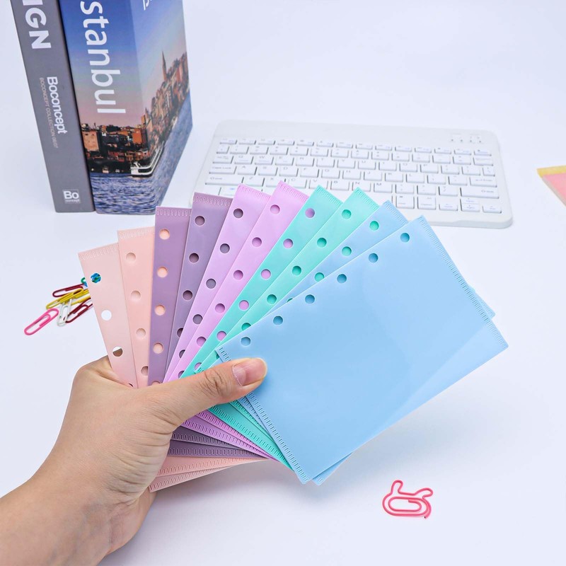 Mogoostry A7 Cash Envelope Binder Pockets 10pcs 5 Color A7