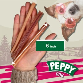 Extra Thin Bully Sticks Dog Treats 20 Count (Pack of 1) 6 inch | Natural Beef | Rawhide Free | High Protein | Promotes Dental Health | Grain Free | Ideal for Small Dogs and Teething Puppies